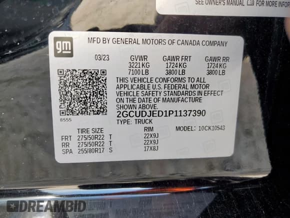 ✅ 2023 Chevrolet Silverado 1500 High Country • VIN: 2GCUDJED1P1137390 • Lot: 63263275. Wystawiony na Copart z przebiegiem 42 027 mil. Bezpłatny archiwum sprzedaży aukcyjnych z USA i szczegółowy raport historii pojazdu na DreamBid. Zdjęcie 12.