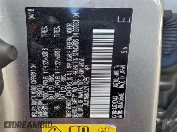 ✅ 2018 Lexus NX 300 • VIN: JTJYARBZ3J2114285 • Lot: 92765375. Listed on Copart with 39,934 mi. Free auction sales archive from the USA and detailed vehicle history report at DreamBid. Image 14.