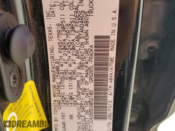 ✅ 2014 Toyota Tacoma PreRunner • VIN: 5TFJU4GN5EX052109 • Лот: 91290645. Опубликован ранее на Copart с пробегом 175 548 миль. Бесплатный доступ к архиву аукционных продаж из США и подробный отчёт об истории автомобиля на DreamBid. Изображение 12.