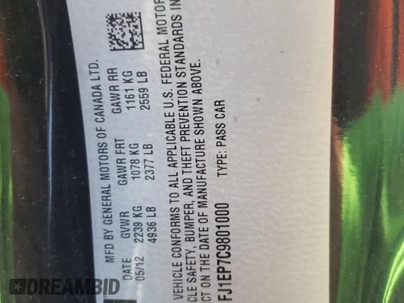 ✅ 2012 Chevrolet Camaro • VIN: 2G1FJ1EP7C9801000 • Лот: 51805205. Опубликован ранее на Copart с пробегом 78 353 миль. Бесплатный доступ к архиву аукционных продаж из США и подробный отчёт об истории автомобиля на DreamBid. Изображение 12.