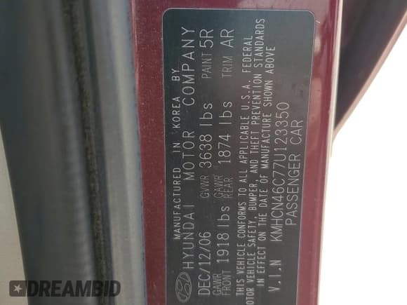 ✅ 2007 Hyundai Accent GLS • VIN: KMHCN46C77U123350 • Лот: 46856845. Опубликован ранее на Copart с пробегом 150 833 миль. Бесплатный доступ к архиву аукционных продаж из США и подробный отчёт об истории автомобиля на DreamBid. Изображение 12.