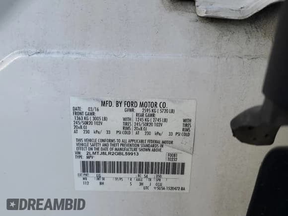 ✅ 2016 Lincoln MKX Reserve • VIN: 2LMTJ8LR2GBL59913 • Lot: 89540225. Listed on Copart with 131,567 mi. Free auction sales archive from the USA and detailed vehicle history report at DreamBid. Image 14.