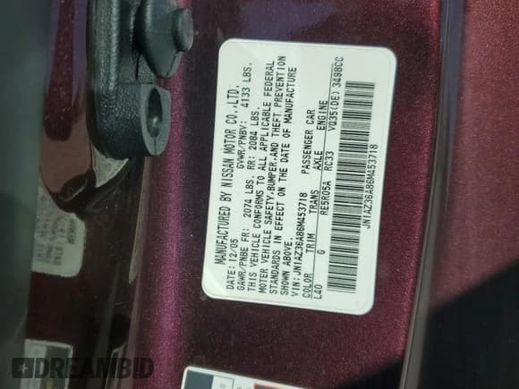 ✅ 2006 Nissan 350Z Touring • VIN: JN1AZ36A86M453718 • Лот: 89438085. Опубликован ранее на Copart с пробегом 31 287 миль. Бесплатный доступ к архиву аукционных продаж из США и подробный отчёт об истории автомобиля на DreamBid. Изображение 12.