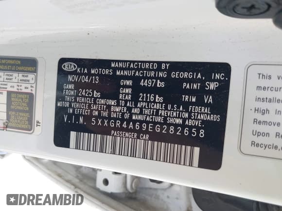 ✅ 2014 Kia Optima SXL Turbo • VIN: 5XXGR4A69EG282658 • Лот: 42345853. Опубликован ранее на IAAI с пробегом 133 483 миль. Бесплатный доступ к архиву аукционных продаж из США и подробный отчёт об истории автомобиля на DreamBid. Изображение 9.