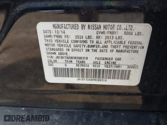 ✅ 2015 Infiniti Q50 Premium • VIN: JN1BV7AR8FM398319 • Лот: 42170789. Опубликован ранее на IAAI с пробегом 86 108 миль. Бесплатный доступ к архиву аукционных продаж из США и подробный отчёт об истории автомобиля на DreamBid. Изображение 9.