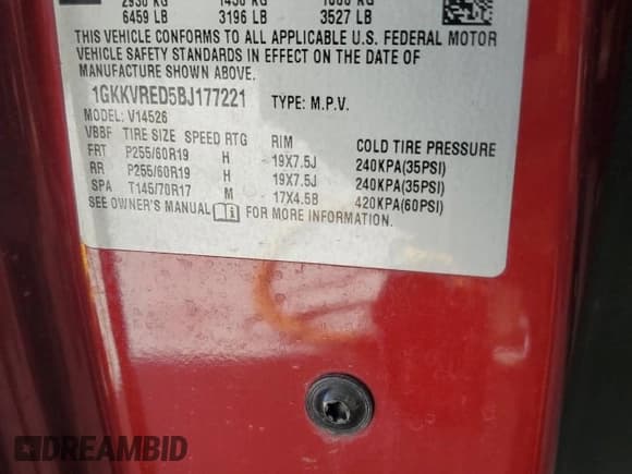 ✅ 2011 GMC Acadia SLT1 • VIN: 1GKKVRED5BJ177221 • Lot: 56832935. Wystawiony na Copart z przebiegiem 216 282 mil. Bezpłatny archiwum sprzedaży aukcyjnych z USA i szczegółowy raport historii pojazdu na DreamBid. Zdjęcie 13.