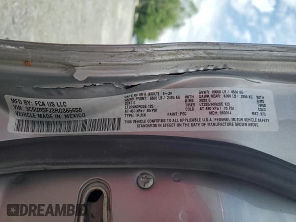 ✅ 2024 Ram 2500 Laramie • VIN: 3C6UR5FJ3RG365650 • Лот: 57353715. Опубликован ранее на Copart с пробегом 5 938 миль. Бесплатный доступ к архиву аукционных продаж из США и подробный отчёт об истории автомобиля на DreamBid. Изображение 12.