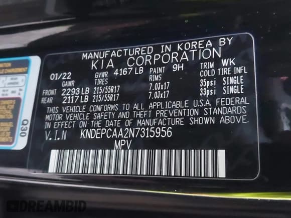 ✅ 2022 Kia Seltos LX • VIN: KNDEPCAA2N7315956 • Lot: 43797491. Listed on IAAI with 141,947 mi. Free auction sales archive from the USA and detailed vehicle history report at DreamBid. Image 9.