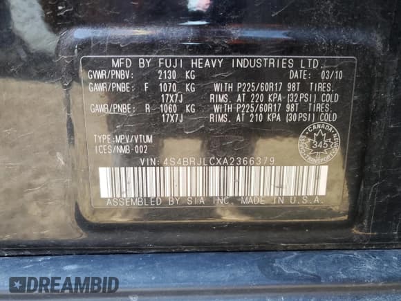 ✅ 2010 Subaru Outback • VIN: 4S4BRJLCXA2366379 • Лот: 87368475. Опубликован ранее на Copart с пробегом 295 060 миль. Бесплатный доступ к архиву аукционных продаж из США и подробный отчёт об истории автомобиля на DreamBid. Изображение 14.