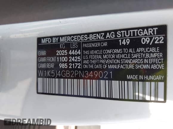 2023 Mercedes-Benz CLA 250 с VIN W1K5J4GB2PN349021, выставлен на аукционе IAAI как лот 42970963 с пробегом 20 045 миль миль и . История ставок и продаж доступна на DreamBid. Изображение 9.