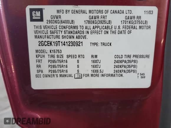 ✅ 2004 Chevrolet Silverado 1500 Z71 • VIN: 2GCEK19T141230921 • Lot: 67518724. Wystawiony na Copart z przebiegiem 108 803 mil mil. Skorzystaj z bezpłatnego archiwum sprzedaży aukcyjnych z USA i zobacz szczegółowy raport historii pojazdu na DreamBid. Zdjęcie 12.