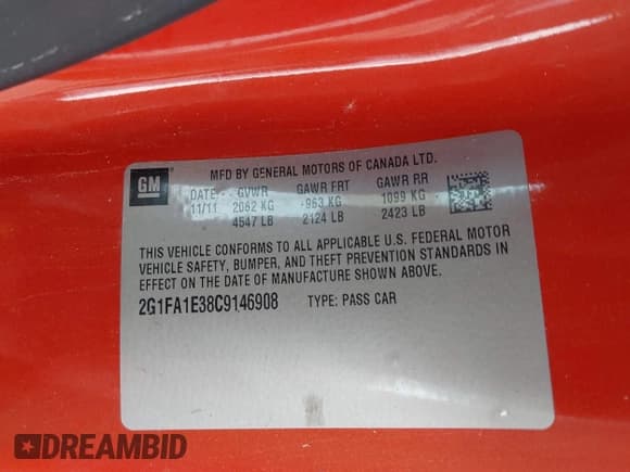 ✅ 2012 Chevrolet Camaro 2LS • VIN: 2G1FA1E38C9146908 • Lot: 43804182. Wystawiony na IAAI z przebiegiem 132 429 mil. Bezpłatny archiwum sprzedaży aukcyjnych z USA i szczegółowy raport historii pojazdu na DreamBid. Zdjęcie 9.