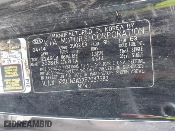 ✅ 2014 Kia Soul • VIN: KNDJN2A2XE7087583 • Lot: 43136536. Listed on IAAI with 231,402 mi. Free auction sales archive from the USA and detailed vehicle history report at DreamBid. Image 9.