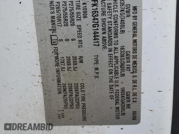 ✅ 2007 Chevrolet Suburban LTZ • VIN: 3GNFK16347G144417 • Lot: 71093544. Wystawiony na Copart z przebiegiem 279 255 mil. Bezpłatny archiwum sprzedaży aukcyjnych z USA i szczegółowy raport historii pojazdu na DreamBid. Zdjęcie 15.