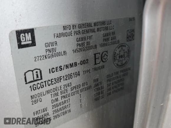 ✅ 2015 Chevrolet Colorado 4WD Z71 • VIN: 1GCGTCE38F1206194 • Лот: 61367015. Опубликован ранее на Copart с пробегом Не указан. Бесплатный доступ к архиву аукционных продаж из США и подробный отчёт об истории автомобиля на DreamBid. Изображение 12.