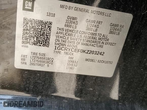 ✅ 2019 Chevrolet Silverado 1500 Custom Trail Boss • VIN: 1GCRYCEF0KZ203242 • Lot: 68527264. Wystawiony na Copart z przebiegiem 103 789 mil. Bezpłatny archiwum sprzedaży aukcyjnych z USA i szczegółowy raport historii pojazdu na DreamBid. Zdjęcie 13.