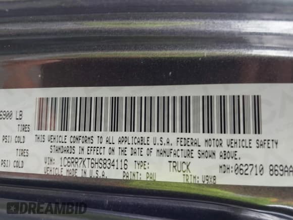 ✅ 2017 Ram 1500 Express • VIN: 1C6RR7KT6HS834116 • Lot: 42635297. Listed on IAAI with 153,693 mi. Free auction sales archive from the USA and detailed vehicle history report at DreamBid. Image 9.