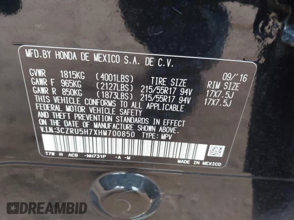 ✅ 2017 Honda HR-V EX-L • VIN: 3CZRU5H7XHM700850 • Lot: 43256099. Wystawiony na IAAI z przebiegiem 45 817 mil. Bezpłatny archiwum sprzedaży aukcyjnych z USA i szczegółowy raport historii pojazdu na DreamBid. Zdjęcie 9.