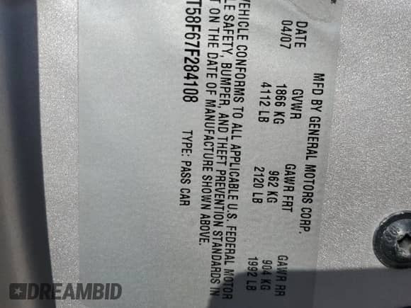 2007 Chevrolet Malibu 1LT z VIN 1G1ZT58F67F284108, wystawiony jako Copart lot #82321244 z przebiegiem 133 597 mil mil oraz Szkoda całkowita • Salvage title. Historia ofert i sprzedaży dostępna na DreamBid. Obrazek 15.