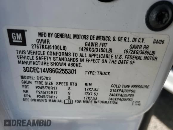 ✅ 2006 Chevrolet Silverado 1500 Work Truck • VIN: 3GCEC14V86G255301 • Лот: 78187994. Опубликован ранее на Copart с пробегом 52 039 миль. Бесплатный доступ к архиву аукционных продаж из США и подробный отчёт об истории автомобиля на DreamBid. Изображение 14.