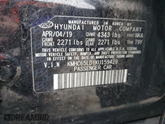 ✅ 2019 Hyundai Ioniq • VIN: KMHC65LD1KU159429 • Lot: 45765555. Wystawiony na Copart z przebiegiem 80 319 mil. Bezpłatny archiwum sprzedaży aukcyjnych z USA i szczegółowy raport historii pojazdu na DreamBid. Zdjęcie 13.