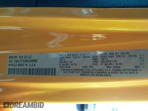 ✅ 2021 Jeep Gladiator Overland • VIN: 1C6HJTFG3ML552660 • Лот: 41636232. Опубликован ранее на IAAI с пробегом 37 769 миль. Бесплатный доступ к архиву аукционных продаж из США и подробный отчёт об истории автомобиля на DreamBid. Изображение 9.