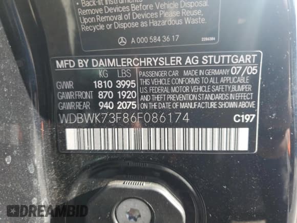 ✅ 2006 Mercedes-Benz SLK 55 AMG • VIN: WDBWK73F86F086174 • Lot: 80097784. Wystawiony na Copart z przebiegiem 98 352 mil. Bezpłatny archiwum sprzedaży aukcyjnych z USA i szczegółowy raport historii pojazdu na DreamBid. Zdjęcie 15.