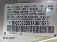 ✅ 2001 Honda Accord EX • VIN: 1HGCG225X1A000596 • Lot: 43651546. Listed on IAAI with 123,073 mi. Free auction sales archive from the USA and detailed vehicle history report at DreamBid. Image 9.