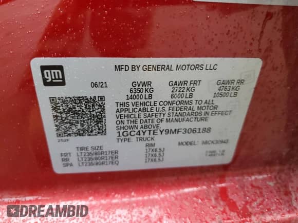 2021 Chevrolet Silverado 3500HD LT z VIN 1GC4YTEY9MF306188, wystawiony jako Copart lot #80712165 z przebiegiem Nie podano mil oraz Szkoda całkowita • Salvage title. Historia ofert i sprzedaży dostępna na DreamBid. Obrazek 12.