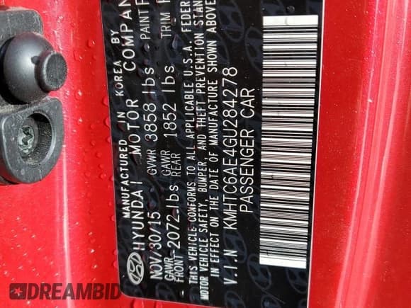 ✅ 2016 Hyundai Veloster Turbo • VIN: KMHTC6AE4GU284278 • Lot: 84867494. Wystawiony na Copart z przebiegiem 54 186 mil. Bezpłatny archiwum sprzedaży aukcyjnych z USA i szczegółowy raport historii pojazdu na DreamBid. Zdjęcie 12.