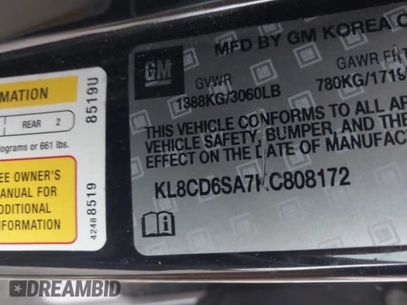 ✅ 2019 Chevrolet Spark LT • VIN: KL8CD6SA7KC808172 • Лот: 43568278. Опубликован ранее на IAAI с пробегом 128 649 миль. Бесплатный доступ к архиву аукционных продаж из США и подробный отчёт об истории автомобиля на DreamBid. Изображение 9.