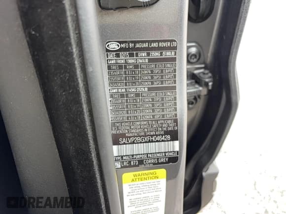 ✅ 2015 Land Rover Range Rover Evoque Pure Plus • VIN: SALVP2BGXFH046428 • Lot: 92064235. Wystawiony na Copart z przebiegiem 96 418 mil. Bezpłatny archiwum sprzedaży aukcyjnych z USA i szczegółowy raport historii pojazdu na DreamBid. Zdjęcie 10.