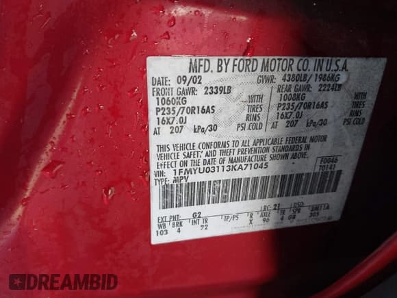 ✅ 2003 Ford Escape XLT Popular • VIN: 1FMYU03113KA71045 • Lot: 43720263. Listed on IAAI with 193,412 mi. Free auction sales archive from the USA and detailed vehicle history report at DreamBid. Image 9.