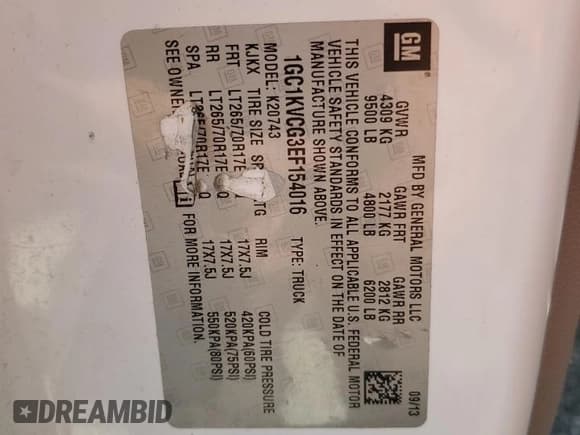 ✅ 2014 Chevrolet Silverado 2500HD Work Truck • VIN: 1GC1KVCG3EF154016 • Лот: 87250195. Опубликован ранее на Copart с пробегом 312 738 миль. Бесплатный доступ к архиву аукционных продаж из США и подробный отчёт об истории автомобиля на DreamBid. Изображение 12.