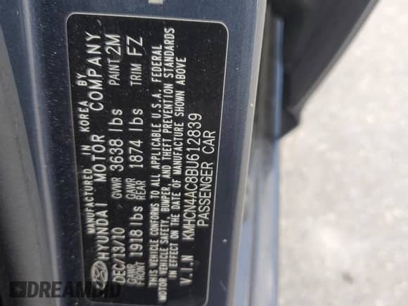 2011 Hyundai Accent GLS z VIN KMHCN4AC8BU612839, wystawiony jako Copart lot #79243824 z przebiegiem 119 663 mil mil oraz Szkoda całkowita • Salvage title. Historia ofert i sprzedaży dostępna na DreamBid. Obrazek 12.