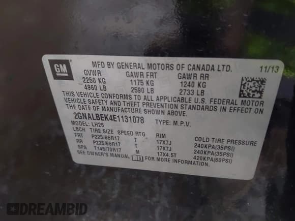 ✅ 2014 Chevrolet Equinox LT • VIN: 2GNALBEK4E1131078 • Lot: 43925222. Wystawiony na IAAI z przebiegiem 192 582 mil. Bezpłatny archiwum sprzedaży aukcyjnych z USA i szczegółowy raport historii pojazdu na DreamBid. Zdjęcie 9.