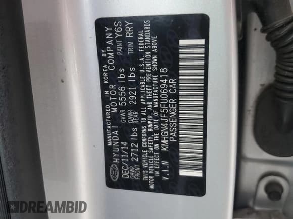 ✅ 2015 Hyundai Genesis 5.0L • VIN: KMHGN4JF5FU069418 • Lot: 85206744. Wystawiony na Copart z przebiegiem 83 941 mil. Bezpłatny archiwum sprzedaży aukcyjnych z USA i szczegółowy raport historii pojazdu na DreamBid. Zdjęcie 12.