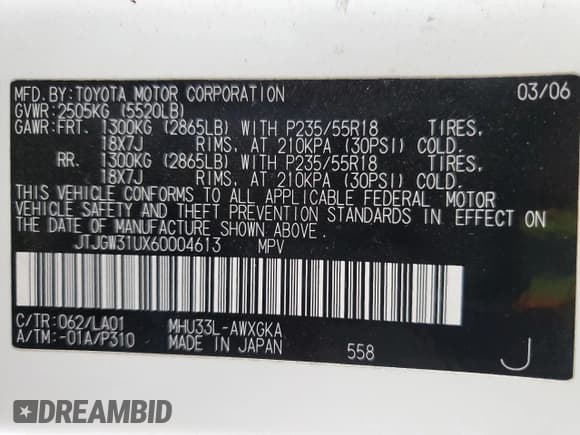 ✅ 2006 Lexus RX 400h • VIN: JTJGW31UX60004613 • Лот: 81686945. Опубликован ранее на Copart с пробегом 175 688 миль. Бесплатный доступ к архиву аукционных продаж из США и подробный отчёт об истории автомобиля на DreamBid. Изображение 12.