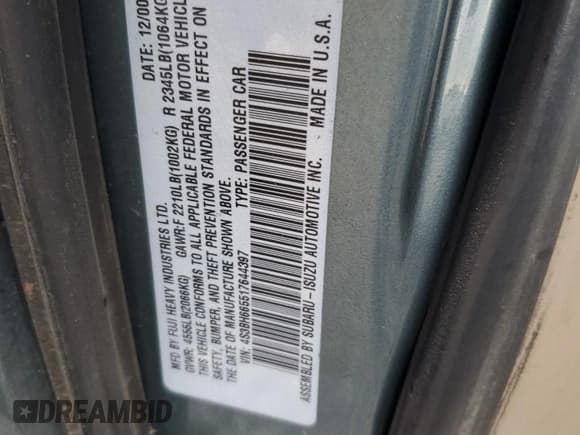 ✅ 2001 Subaru Legacy Outback • VIN: 4S3BH665517644397 • Lot: 63613965. Wystawiony na Copart z przebiegiem 132 265 mil. Bezpłatny archiwum sprzedaży aukcyjnych z USA i szczegółowy raport historii pojazdu na DreamBid. Zdjęcie 12.