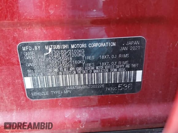 ✅ 2022 Mitsubishi Eclipse Cross SE • VIN: JA4ATWAA8NZ002226 • Lot: 42718015. Wystawiony na Copart z przebiegiem 27 146 mil. Bezpłatny archiwum sprzedaży aukcyjnych z USA i szczegółowy raport historii pojazdu na DreamBid. Zdjęcie 15.