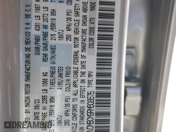 ✅ 2024 Mazda CX-30 S Preferred • VIN: 3MVDMBCM9RM608575 • Lot: 53369085. Listed on Copart with 8,707 mi. Free auction sales archive from the USA and detailed vehicle history report at DreamBid. Image 15.