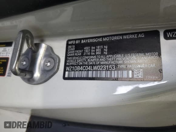 ✅ 2020 Toyota Supra 3.0 • VIN: WZ1DB4C04LW023153 • Лот: 55352005. Опубликован ранее на Copart с пробегом Не указан. Бесплатный доступ к архиву аукционных продаж из США и подробный отчёт об истории автомобиля на DreamBid. Изображение 12.