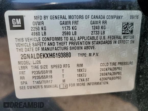 ✅ 2017 Chevrolet Equinox Premier • VIN: 2GNALDEKXH6193880 • Лот: 81299915. Опубликован ранее на Copart с пробегом 77 418 миль. Бесплатный доступ к архиву аукционных продаж из США и подробный отчёт об истории автомобиля на DreamBid. Изображение 13.