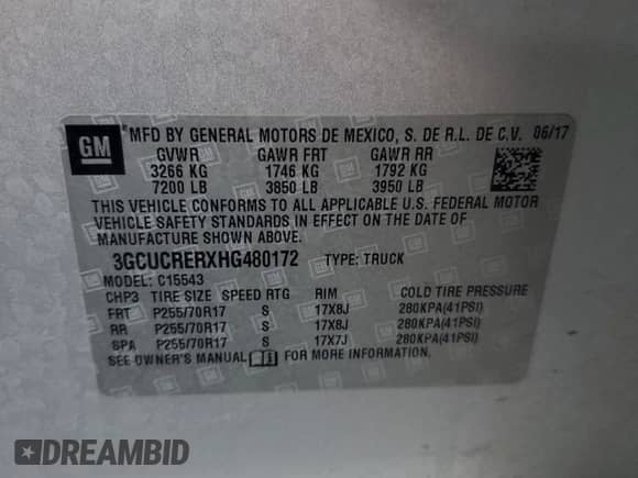 2017 Chevrolet Silverado 1500 LT z VIN 3GCUCRERXHG480172, wystawiony jako Copart lot #81976525 z przebiegiem 102 958 mil mil oraz Szkoda całkowita • Salvage title. Historia ofert i sprzedaży dostępna na DreamBid. Obrazek 12.