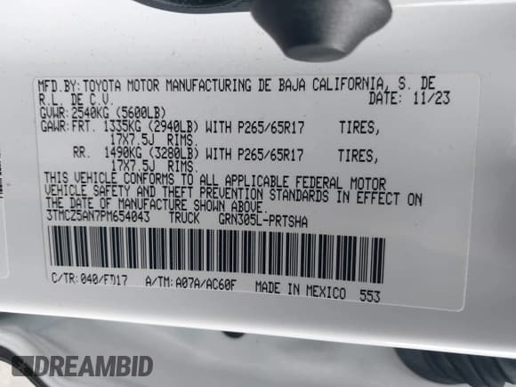 ✅ 2023 Toyota Tacoma TRD Off Road • VIN: 3TMCZ5AN7PM654043 • Лот: 43731444. Опубликован ранее на IAAI с пробегом Не указан. Бесплатный доступ к архиву аукционных продаж из США и подробный отчёт об истории автомобиля на DreamBid. Изображение 9.