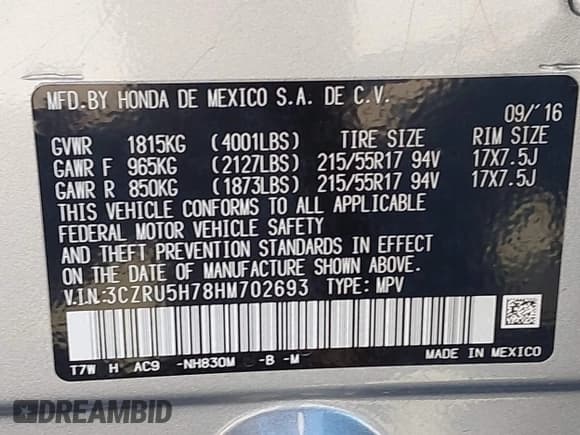 ✅ 2017 Honda HR-V EX-L • VIN: 3CZRU5H78HM702693 • Lot: 43525135. Wystawiony na IAAI z przebiegiem 119 405 mil. Bezpłatny archiwum sprzedaży aukcyjnych z USA i szczegółowy raport historii pojazdu na DreamBid. Zdjęcie 9.