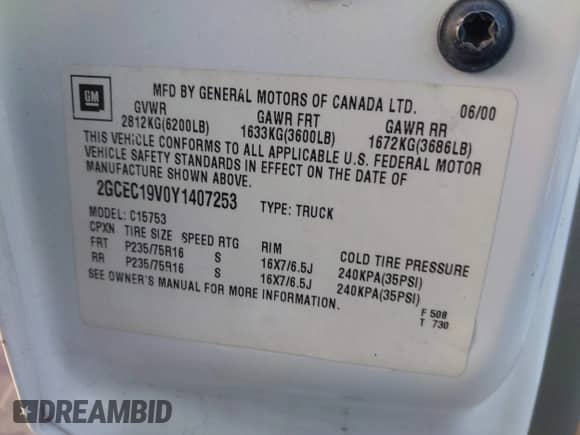 2000 Chevrolet Silverado 1500 z VIN 2GCEC19V0Y1407253, wystawiony jako IAAI lot #43605603 z przebiegiem 212 186 mil mil oraz . Historia ofert i sprzedaży dostępna na DreamBid. Obrazek 9.