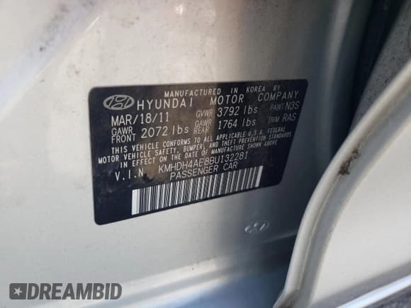 ✅ 2011 Hyundai Elantra GLS • VIN: KMHDH4AE8BU132281 • Lot: 85154885. Listed on Copart with 115,325 mi. Free auction sales archive from the USA and detailed vehicle history report at DreamBid. Image 13.