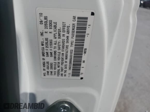 ✅ 2011 Honda Accord EX-L • VIN: 1HGCS2B89BA001832 • Lot: 84435185. Wystawiony na Copart z przebiegiem 141 537 mil. Bezpłatny archiwum sprzedaży aukcyjnych z USA i szczegółowy raport historii pojazdu na DreamBid. Zdjęcie 12.