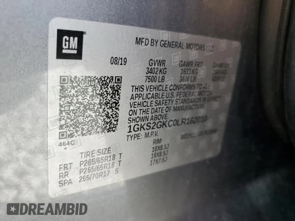 ✅ 2020 GMC Yukon XL SLT • VIN: 1GKS2GKC0LR162010 • Lot: 68628605. Listed on Copart with 144,814 mi. Free auction sales archive from the USA and detailed vehicle history report at DreamBid. Image 13.